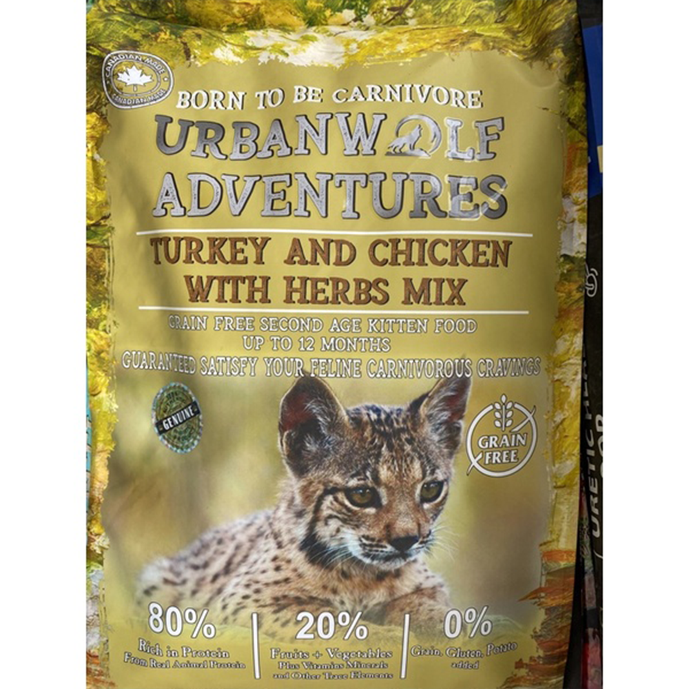 UrbanWolf Adventures 5kg Cat Food with Herbs Mix -Turkey & Fish