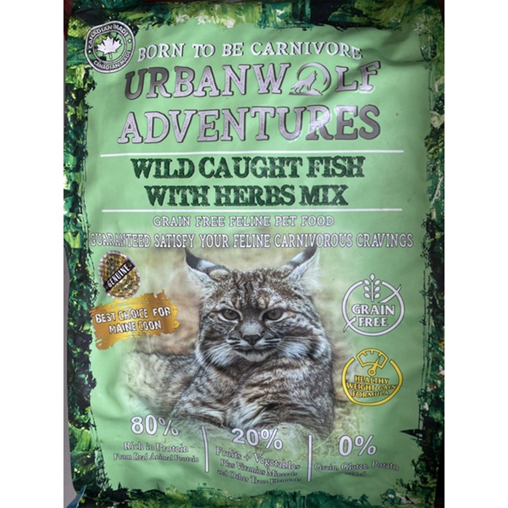 UrbanWolf Adventures 5kg Cat Food with Herbs Mix -Wild Caught Fish
